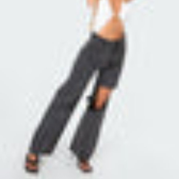 Edikted Wide Leg High waisted Black Jeans - Picture 3 of 3